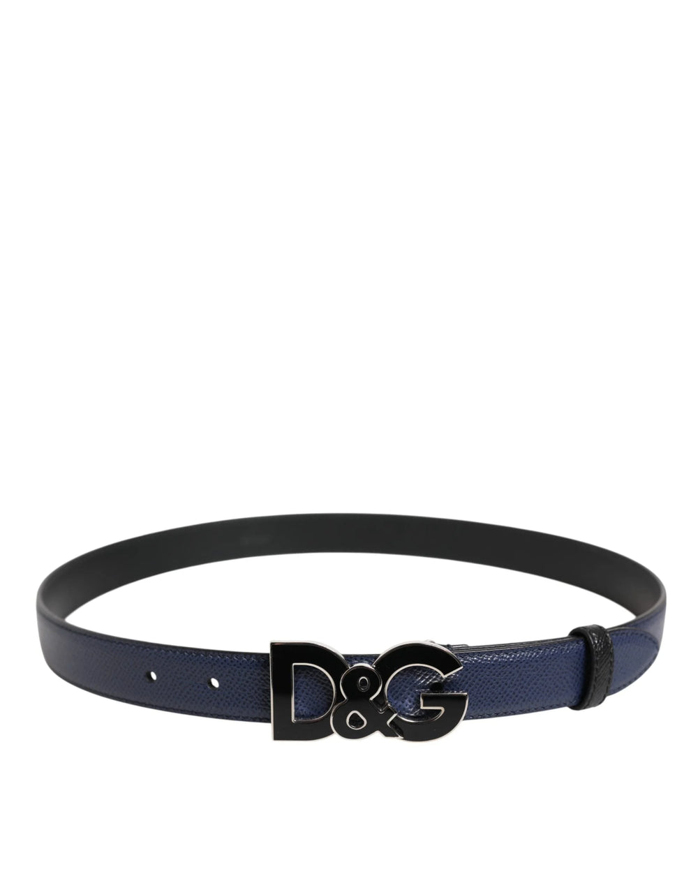 Dolce & Gabbana Blue Leather Classic Metal DG Logo Buckle Belt - 80 cm / 32 Inches - Belts