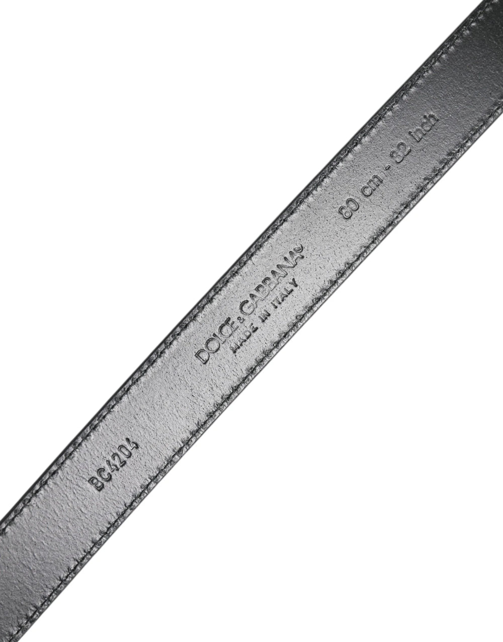 Dolce & Gabbana Blue Leather Classic Metal DG Logo Buckle Belt - 80 cm / 32 Inches - Belts