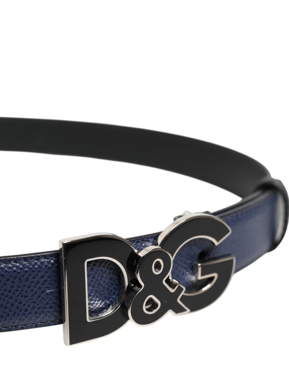 Dolce & Gabbana Blue Leather Classic Metal DG Logo Buckle Belt - 80 cm / 32 Inches - Belts