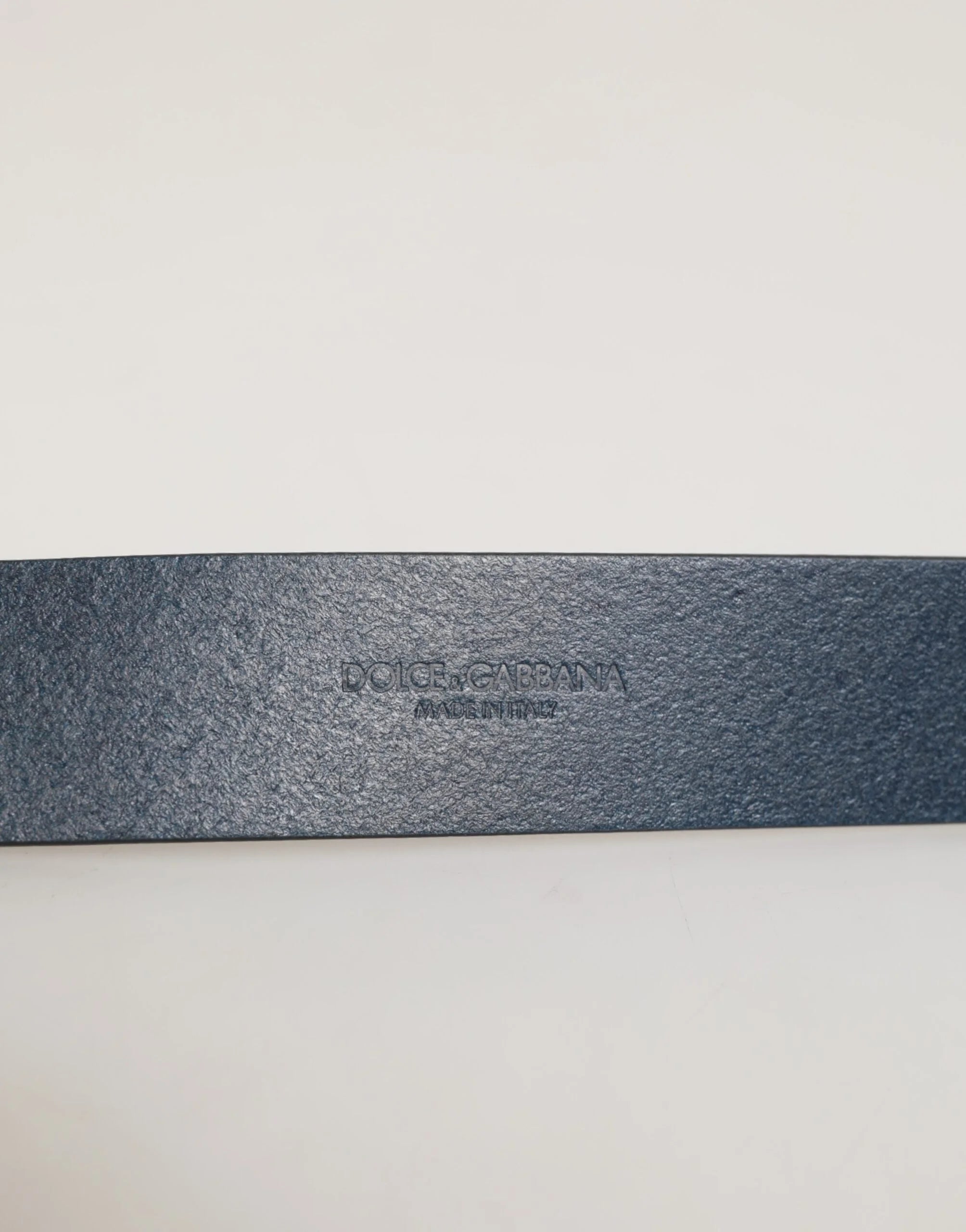 Dolce & Gabbana Blue Leather Classic Metal Logo Buckle Belt - 115 cm / 46 Inches - Belts