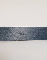 Dolce & Gabbana Blue Leather Classic Metal Logo Buckle Belt - 115 cm / 46 Inches - Belts