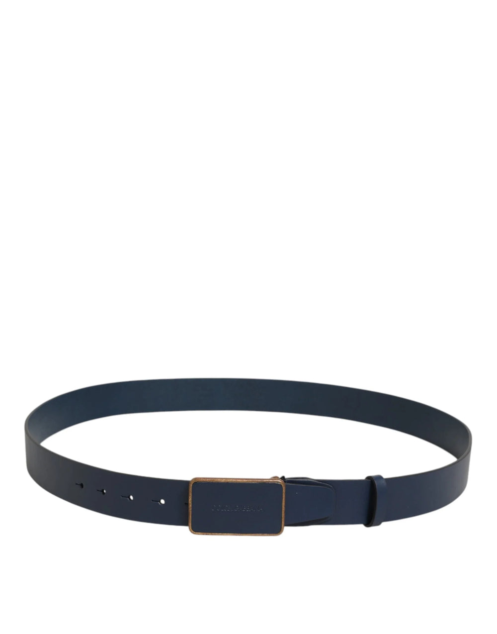 Dolce & Gabbana Blue Leather Classic Metal Logo Buckle Belt - 115 cm / 46 Inches - Belts