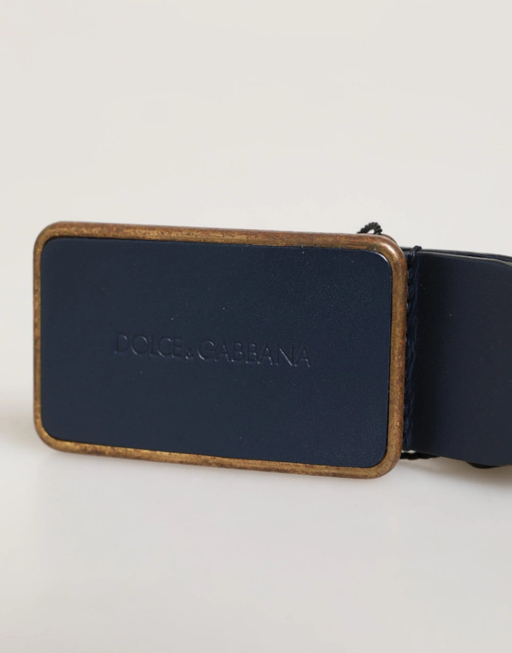 Dolce & Gabbana Blue Leather Classic Metal Logo Buckle Belt - 115 cm / 46 Inches - Belts