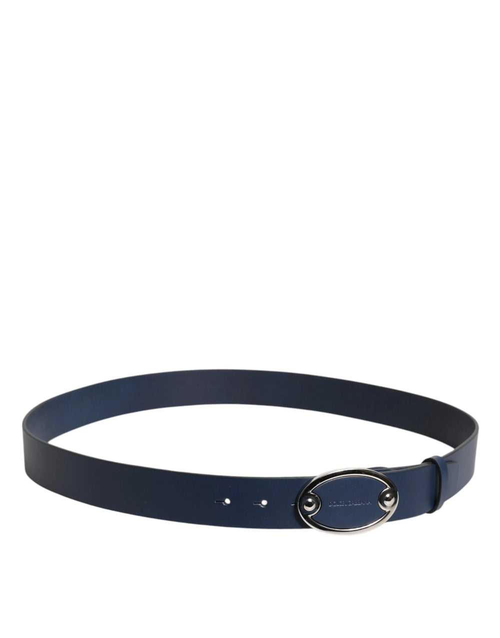Dolce & Gabbana Blue Leather Classic Metal Logo Buckle Belt - Belts