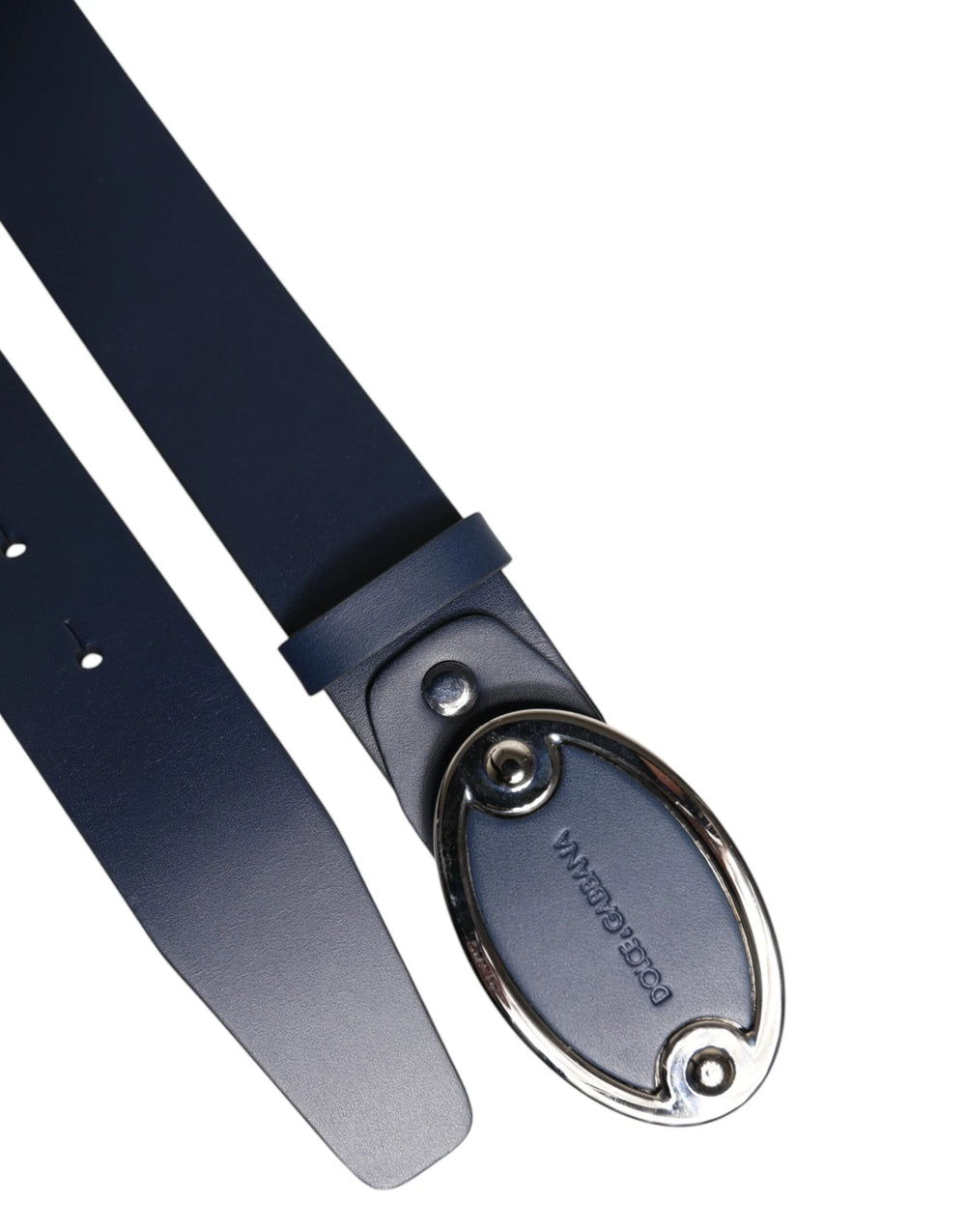 Dolce & Gabbana Blue Leather Classic Metal Logo Buckle Belt - Belts
