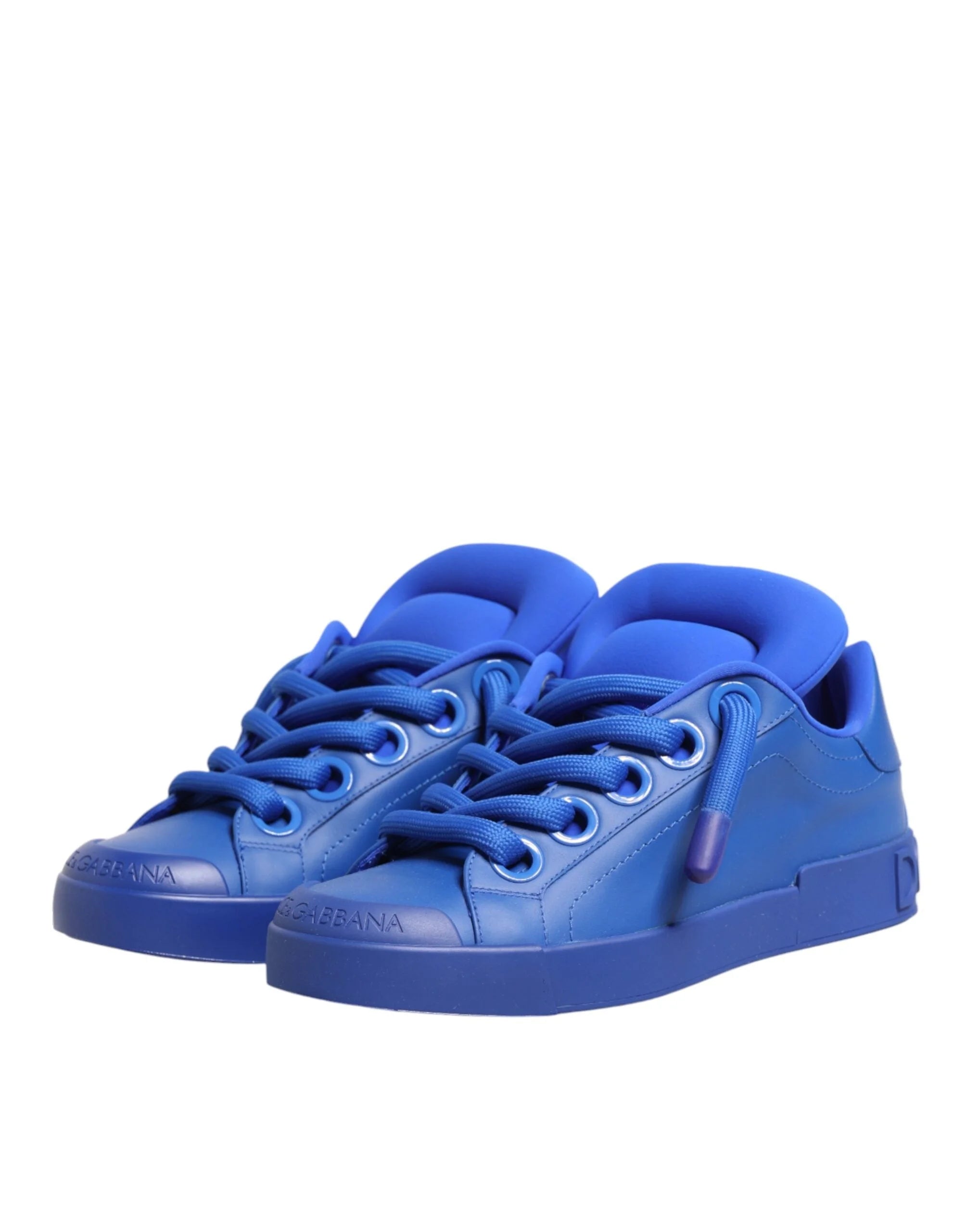 Dolce & Gabbana Blue Leather DG Logo Sole Low Top Sneakers Shoes - EU44/US11