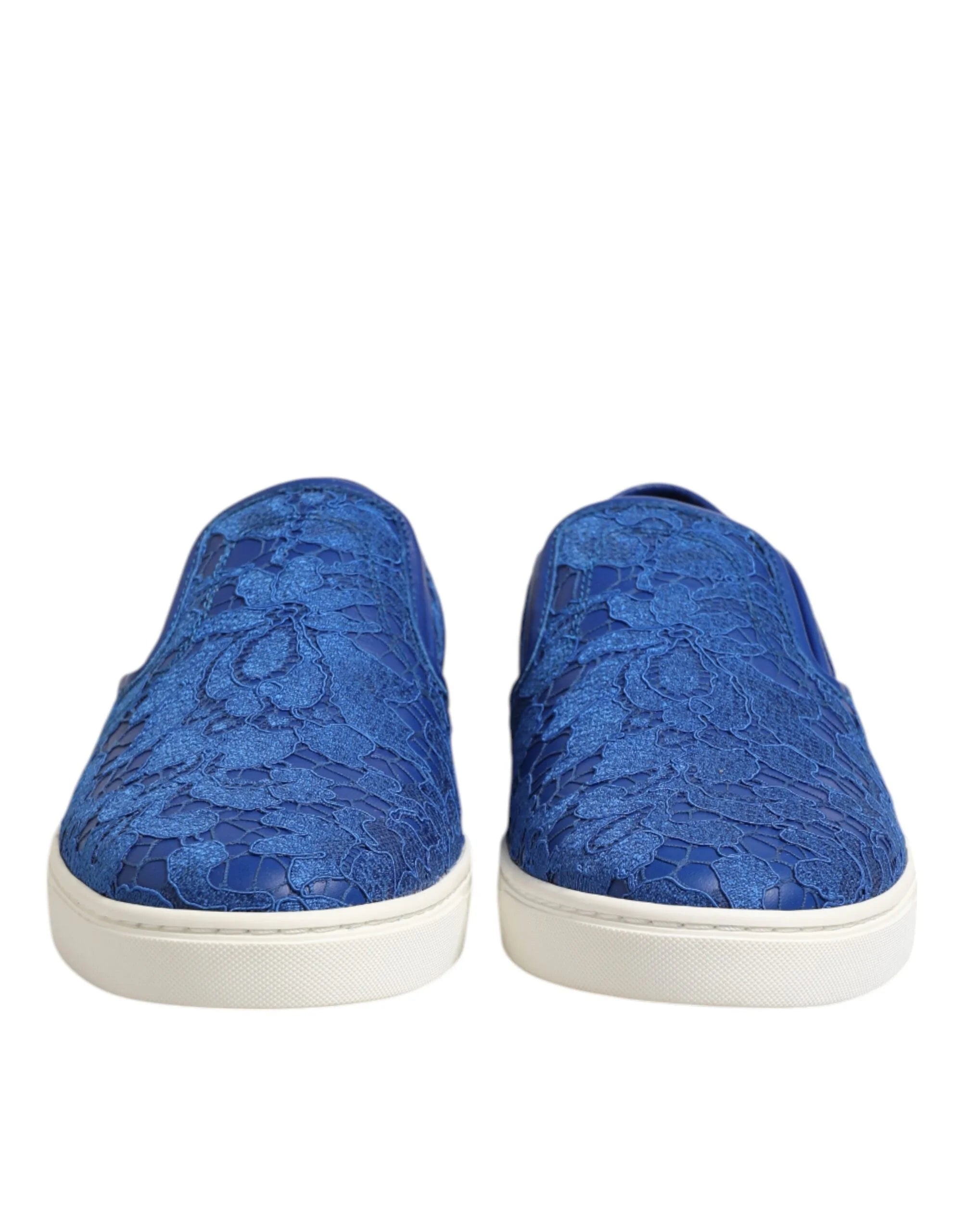 Dolce & Gabbana Blue Leather Lace Slip On Sneaker Shoes - EU40/US7 - Sneakers