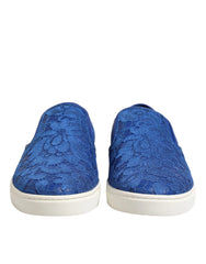 Dolce & Gabbana Blue Leather Lace Slip On Sneaker Shoes - EU40/US7 - Sneakers