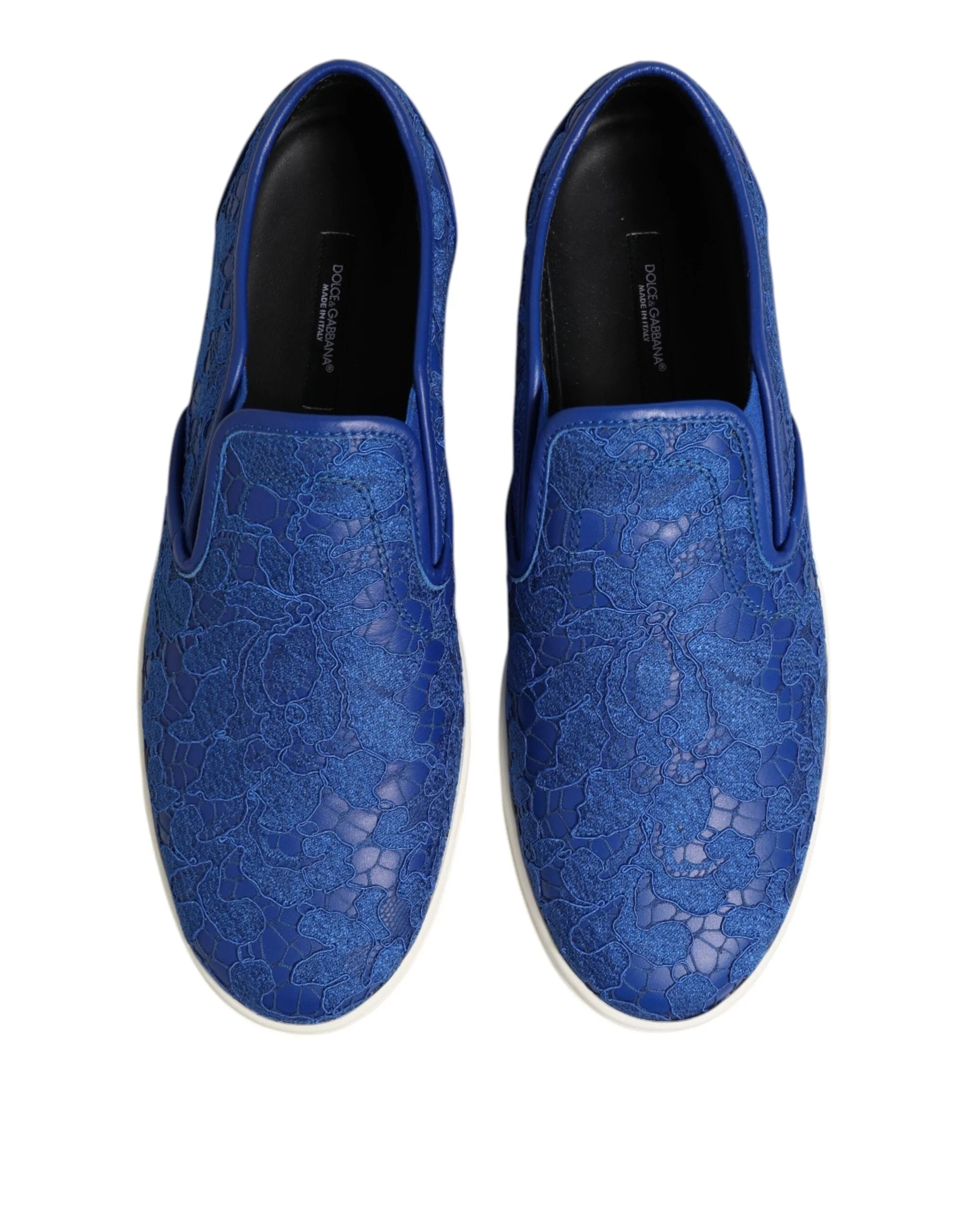 Dolce & Gabbana Blue Leather Lace Slip On Sneaker Shoes - EU40/US7 - Sneakers
