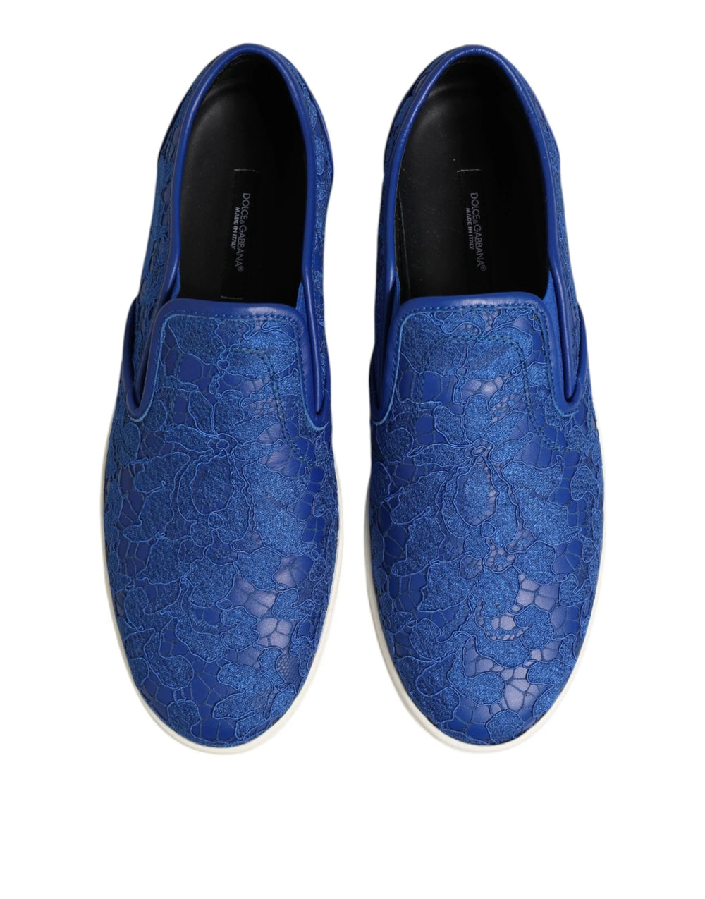 Dolce & Gabbana Blue Leather Lace Slip On Sneaker Shoes - EU40/US7 - Sneakers