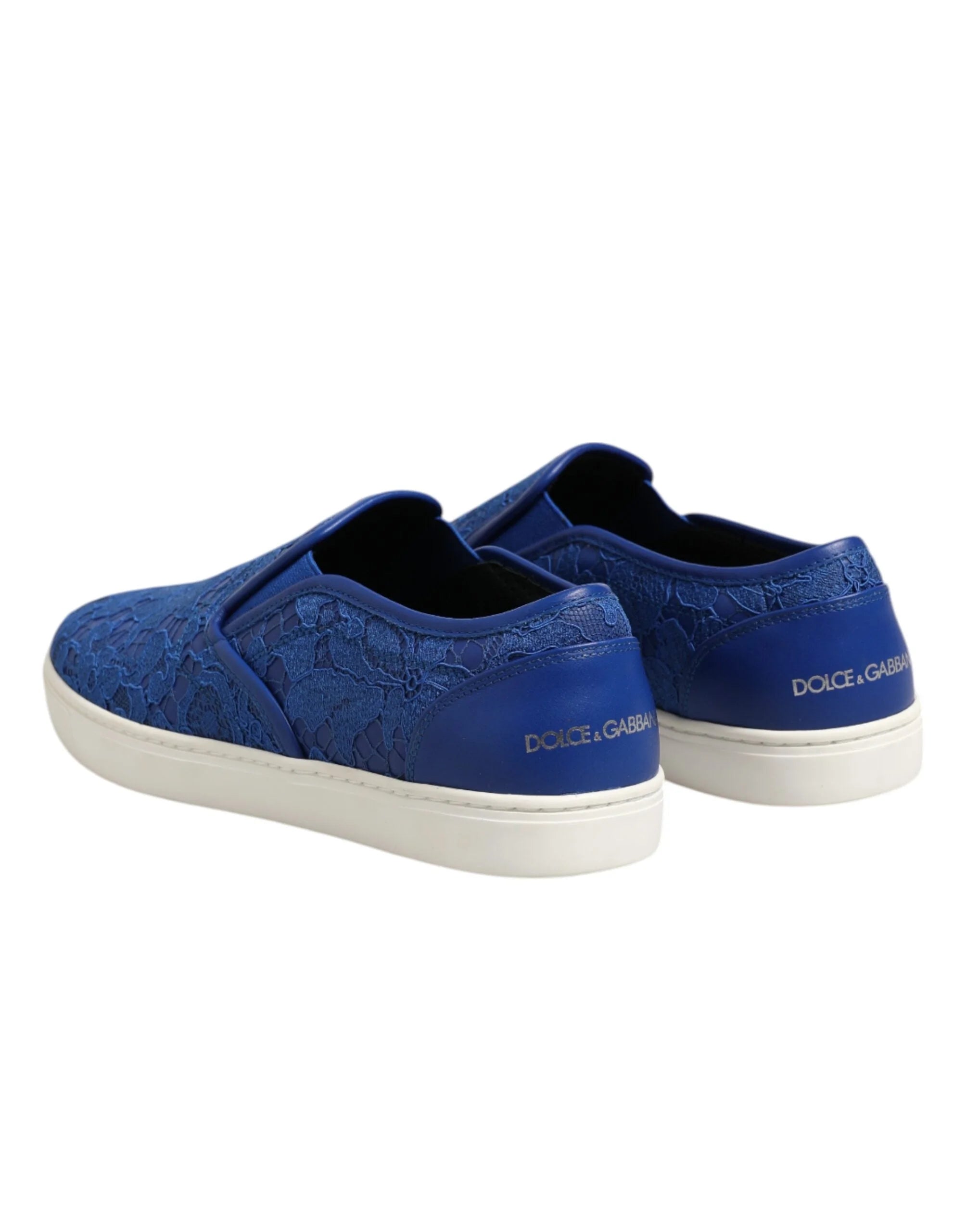Dolce & Gabbana Blue Leather Lace Slip On Sneaker Shoes - EU40/US7 - Sneakers