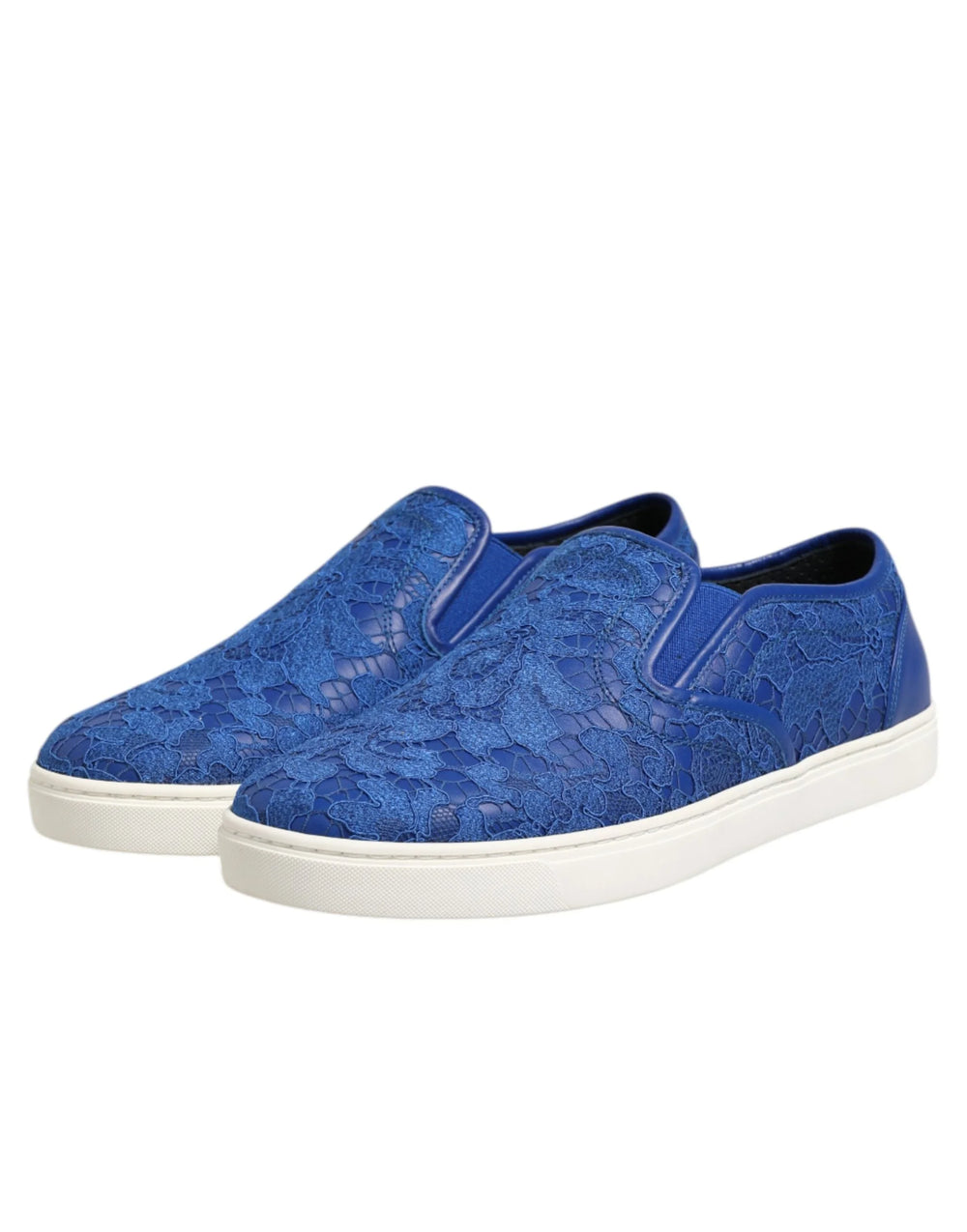 Dolce & Gabbana Blue Leather Lace Slip On Sneaker Shoes - EU40/US7 - Sneakers
