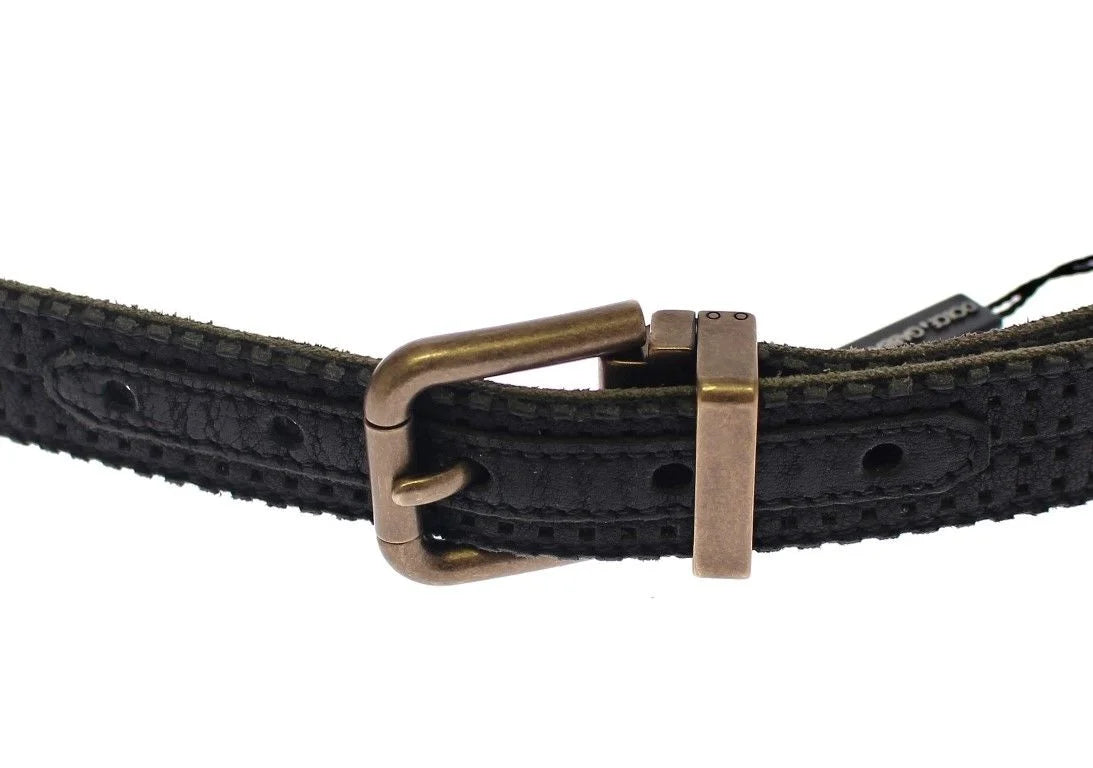 Dolce & Gabbana Blue Leather Logo Belt - 95 cm / 38 Inches - Belts