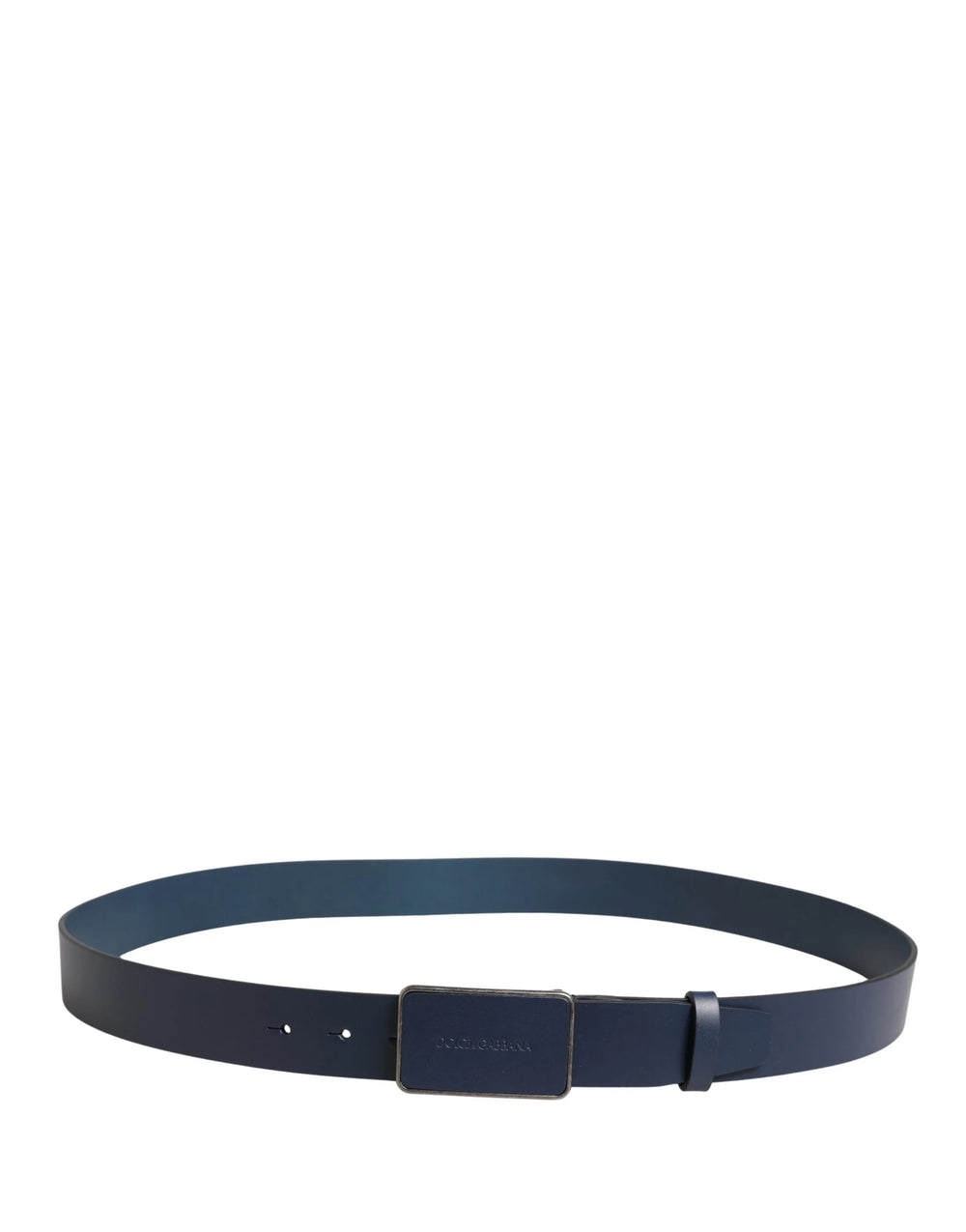 Dolce & Gabbana Blue Leather Logo Metal Buckle Men Belt - 115 cm / 46 Inches