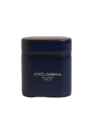 Dolce & Gabbana Blue Leather Logo Print Flip Holder Airpods Case - Headphone Carrying Cases