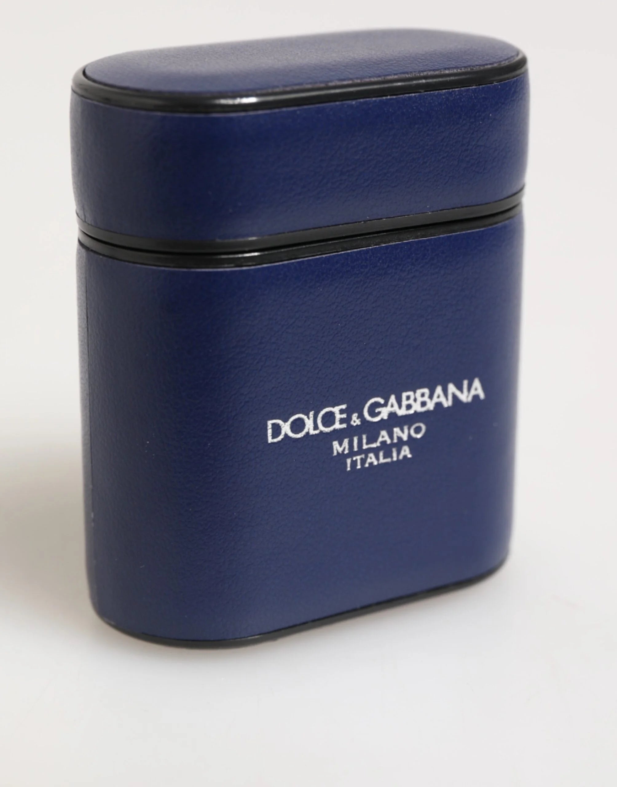 Dolce & Gabbana Blue Leather Logo Print Flip Holder Men Airpods Case - Headphone Carrying Cases