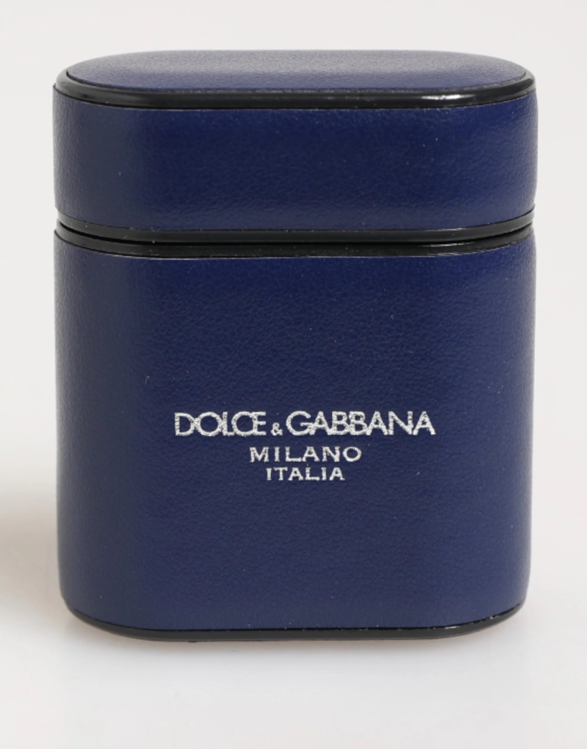 Dolce & Gabbana Blue Leather Logo Print Flip Holder Men Airpods Case - Headphone Carrying Cases
