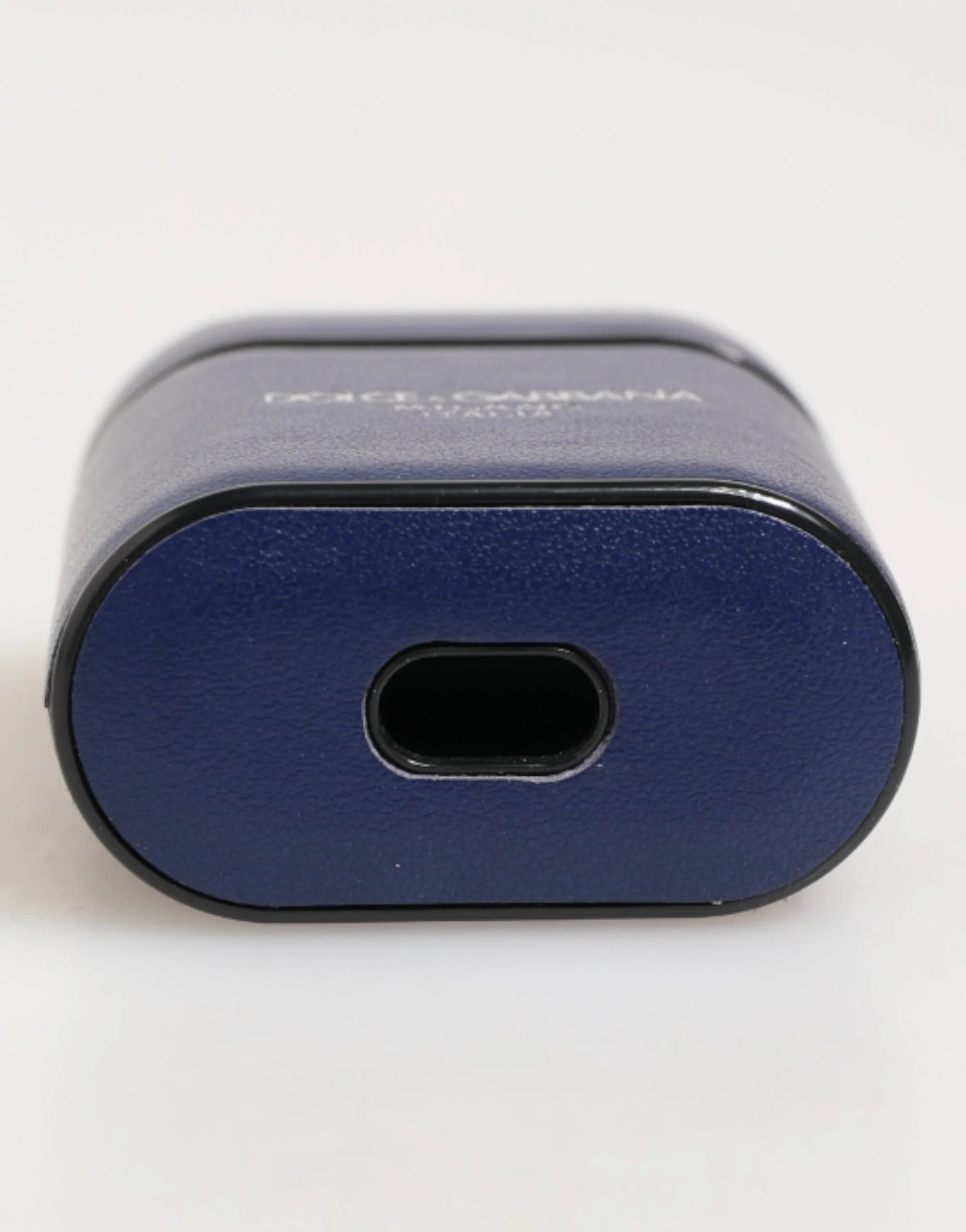 Dolce & Gabbana Blue Leather Logo Print Flip Holder Men Airpods Case - Headphone Carrying Cases
