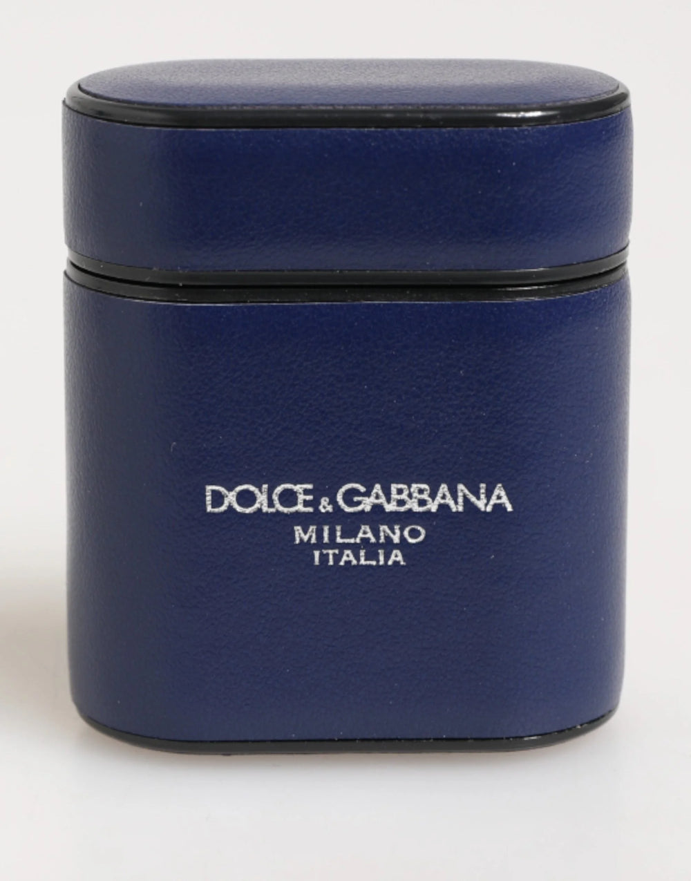 Dolce & Gabbana Blue Leather Logo Print Flip Holder Men Airpods Case - Headphone Carrying Cases