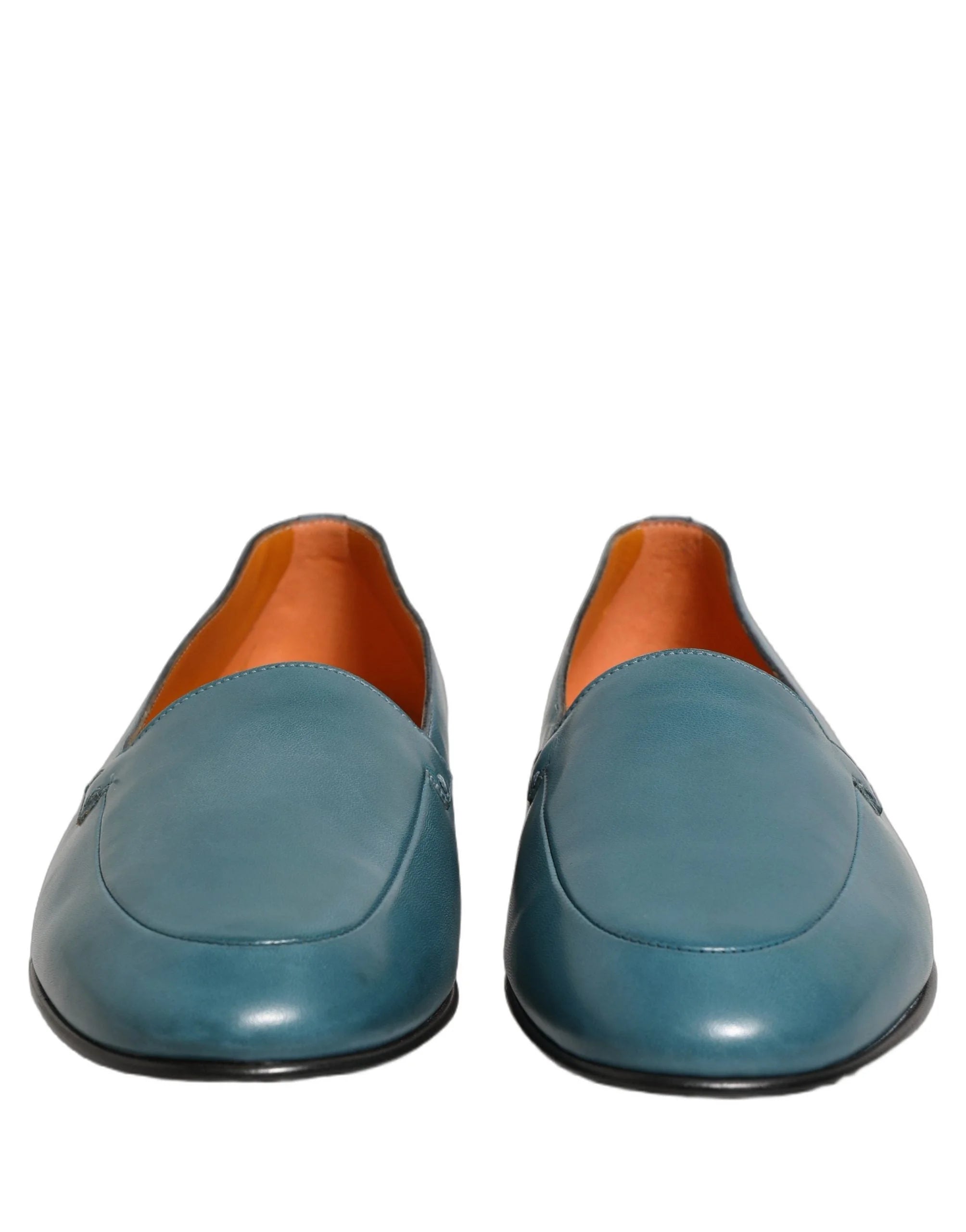 Dolce & Gabbana Blue Leather Logo Slip On Men Loafers Shoes - EU43/US10