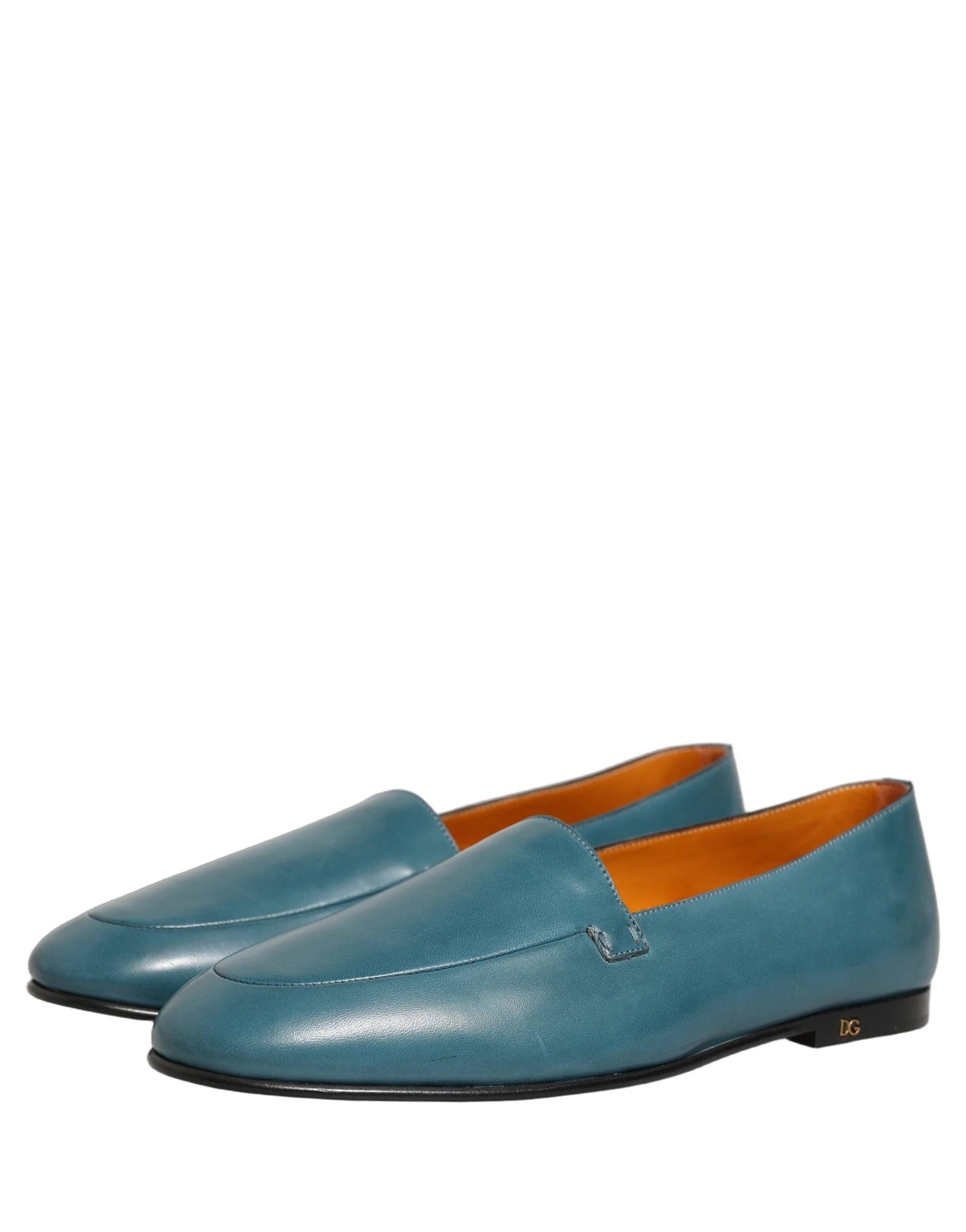 Dolce & Gabbana Blue Leather Logo Slip On Men Loafers Shoes - EU43/US10