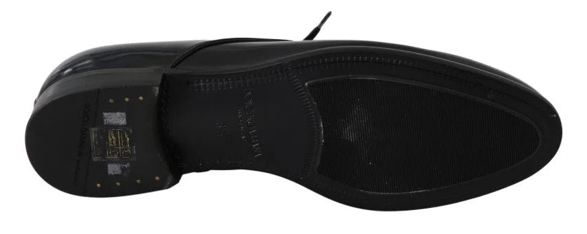 Dolce & Gabbana Blue Leather Polished Dress Derby Shoes - EU39/US6 - Shoes