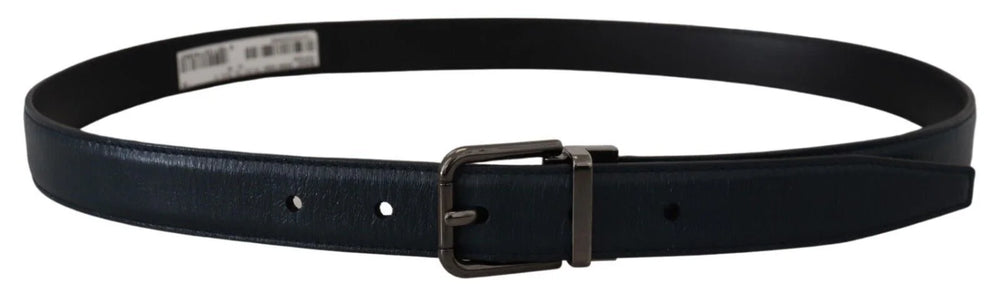Dolce & Gabbana Blue Leather Silver Metal Buckle Vintage Belt - 90 cm / 36 Inches - Belts