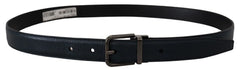 Dolce & Gabbana Blue Leather Silver Metal Buckle Vintage Belt - 90 cm / 36 Inches