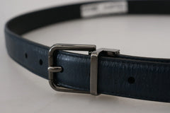 Dolce & Gabbana Blue Leather Silver Metal Buckle Vintage Belt - 90 cm / 36 Inches - Belts