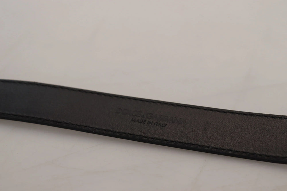 Dolce & Gabbana Blue Leather Silver Metal Buckle Vintage Belt - 90 cm / 36 Inches - Belts