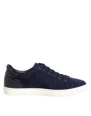Dolce & Gabbana Blue Leather Suede Low Top Sneakers Shoes