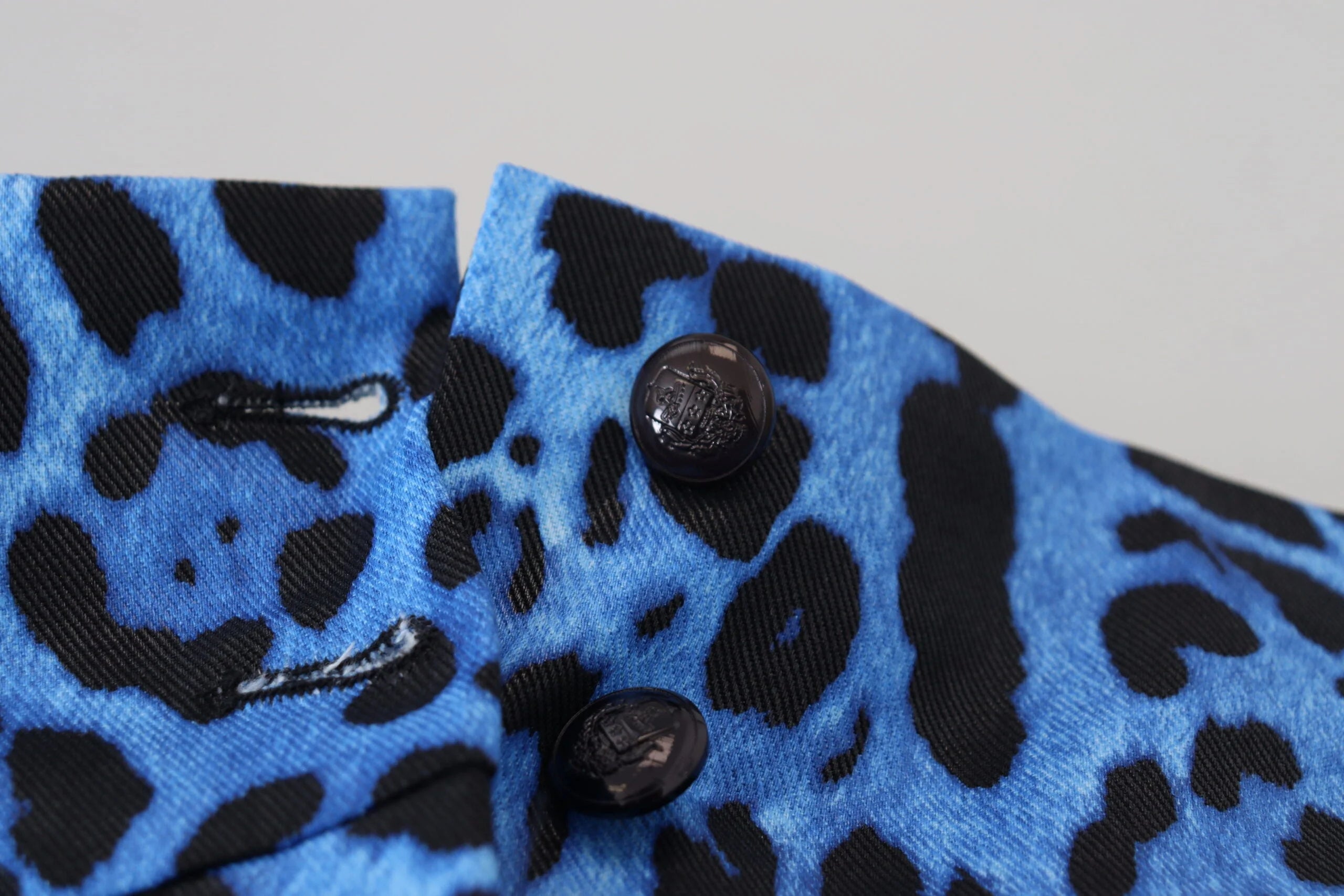 Dolce & Gabbana Blue Leopard Print High Waist Pants - IT40|S - Trousers