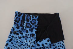 Dolce & Gabbana Blue Leopard Print High Waist Pants - IT40|S - Trousers