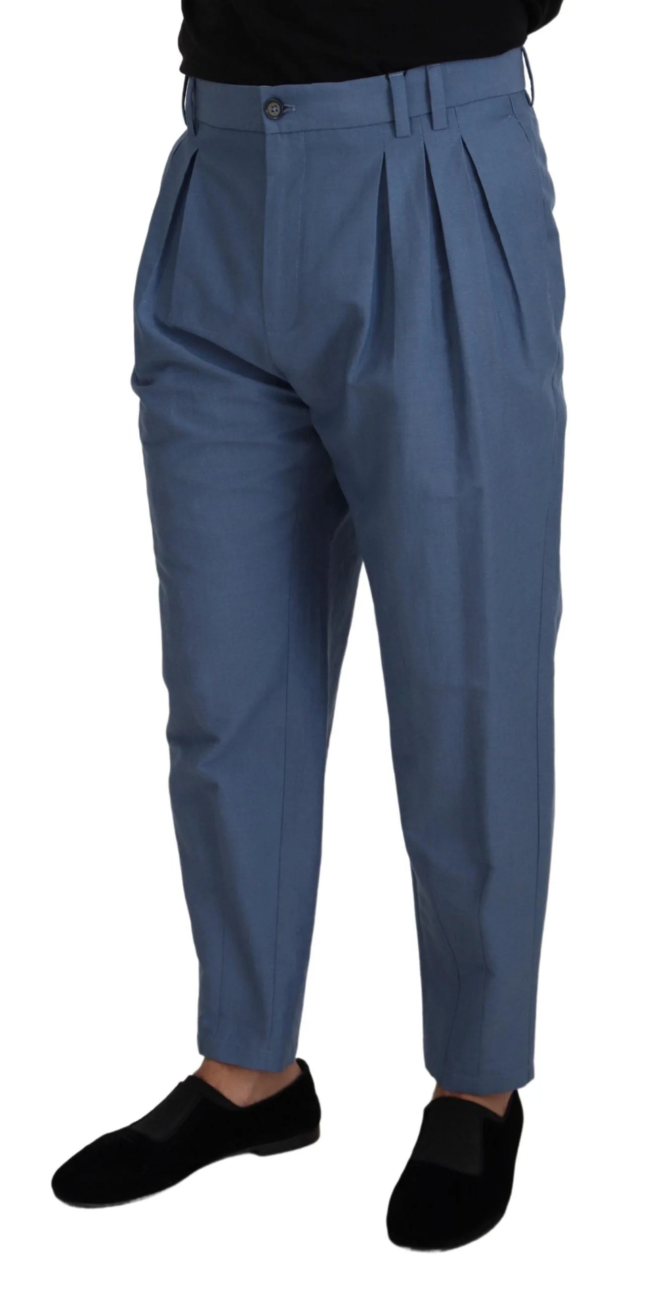 Dolce & Gabbana Blue Linen Chino Formal Pants - Chinos