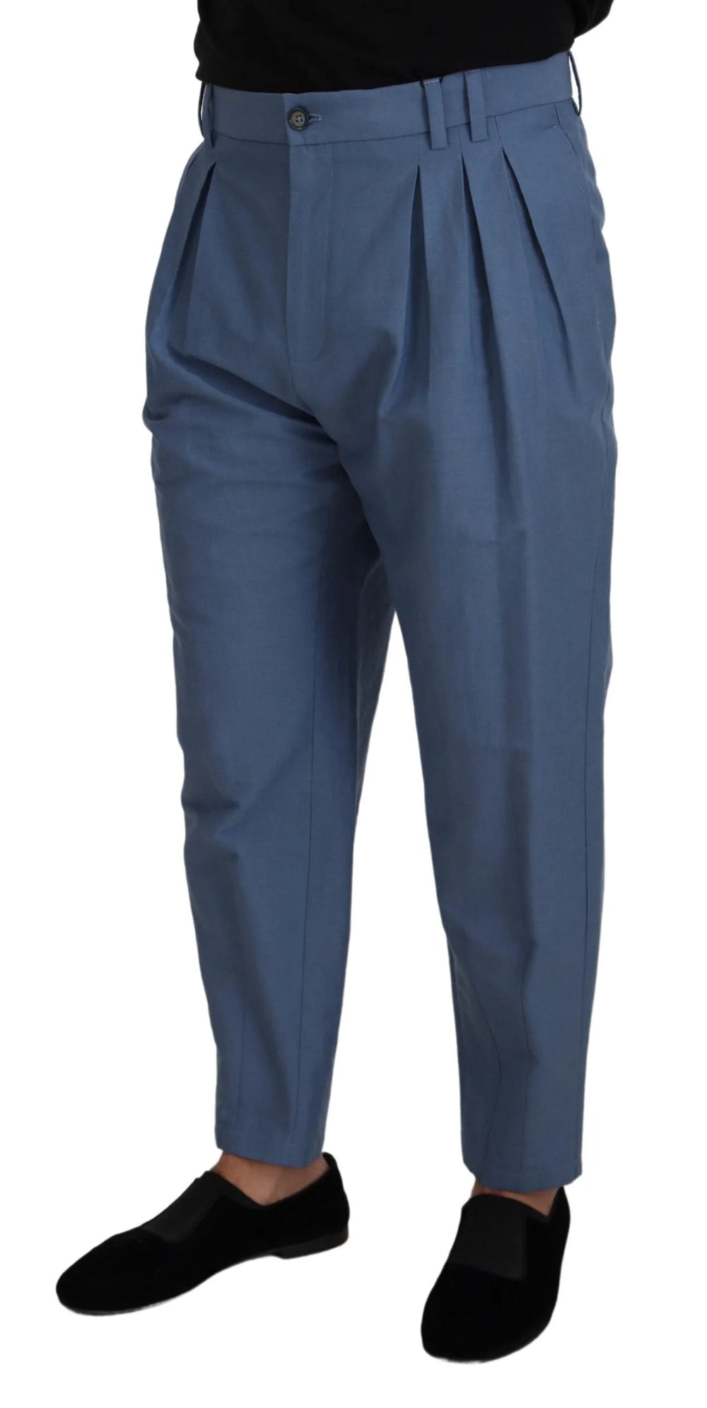 Dolce & Gabbana Blue Linen Chino Formal Pants - Chinos