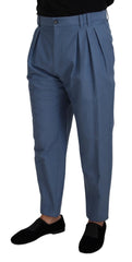 Dolce & Gabbana Blue Linen Chino Formal Pants - Chinos