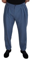 Dolce & Gabbana Blue Linen Chino Formal Pants - Chinos