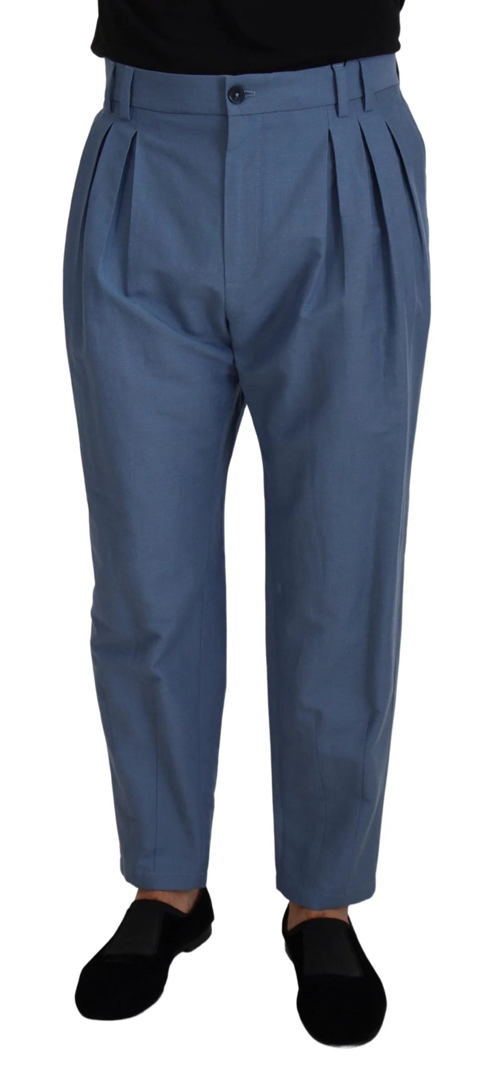 Dolce & Gabbana Blue Linen Chino Formal Pants - Chinos