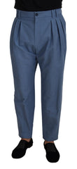 Dolce & Gabbana Blue Linen Chino Formal Pants - Chinos
