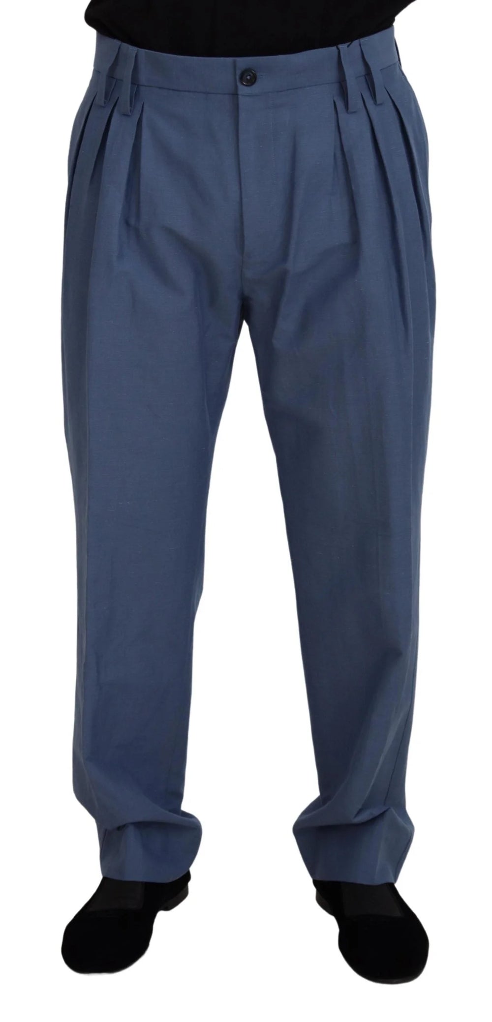 Dolce & Gabbana Blue Linen Chino Men Formal Pants - Chinos