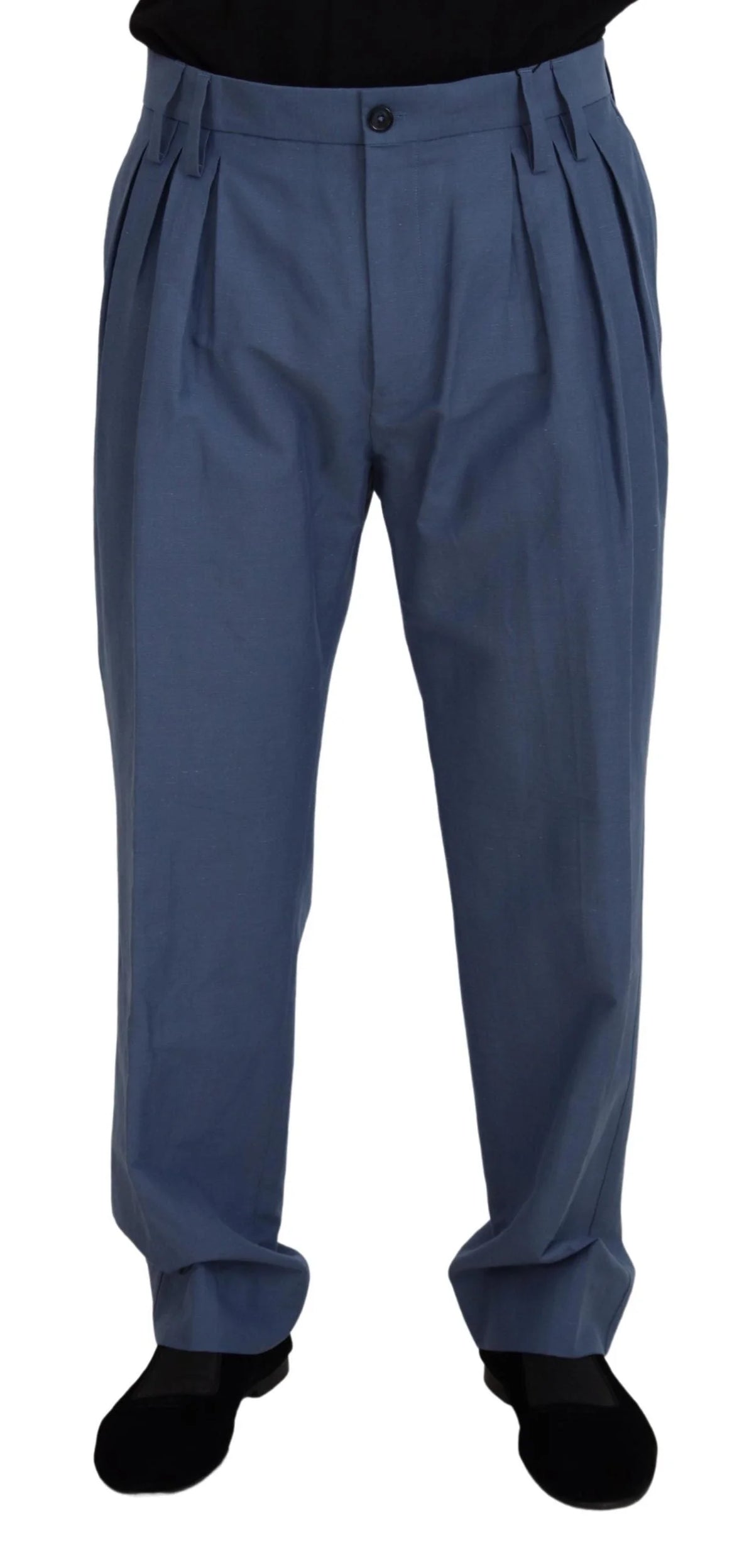 Dolce & Gabbana Blue Linen Chino Men Formal Pants - Chinos