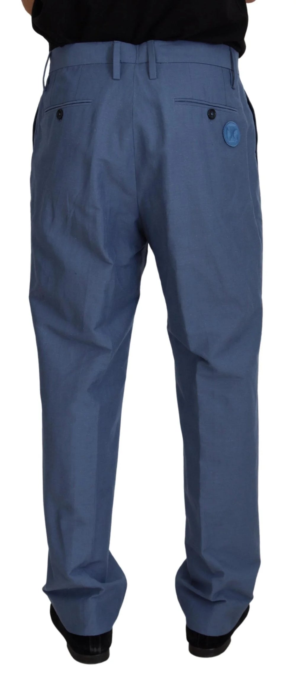 Dolce & Gabbana Blue Linen Chino Men Formal Pants - Chinos