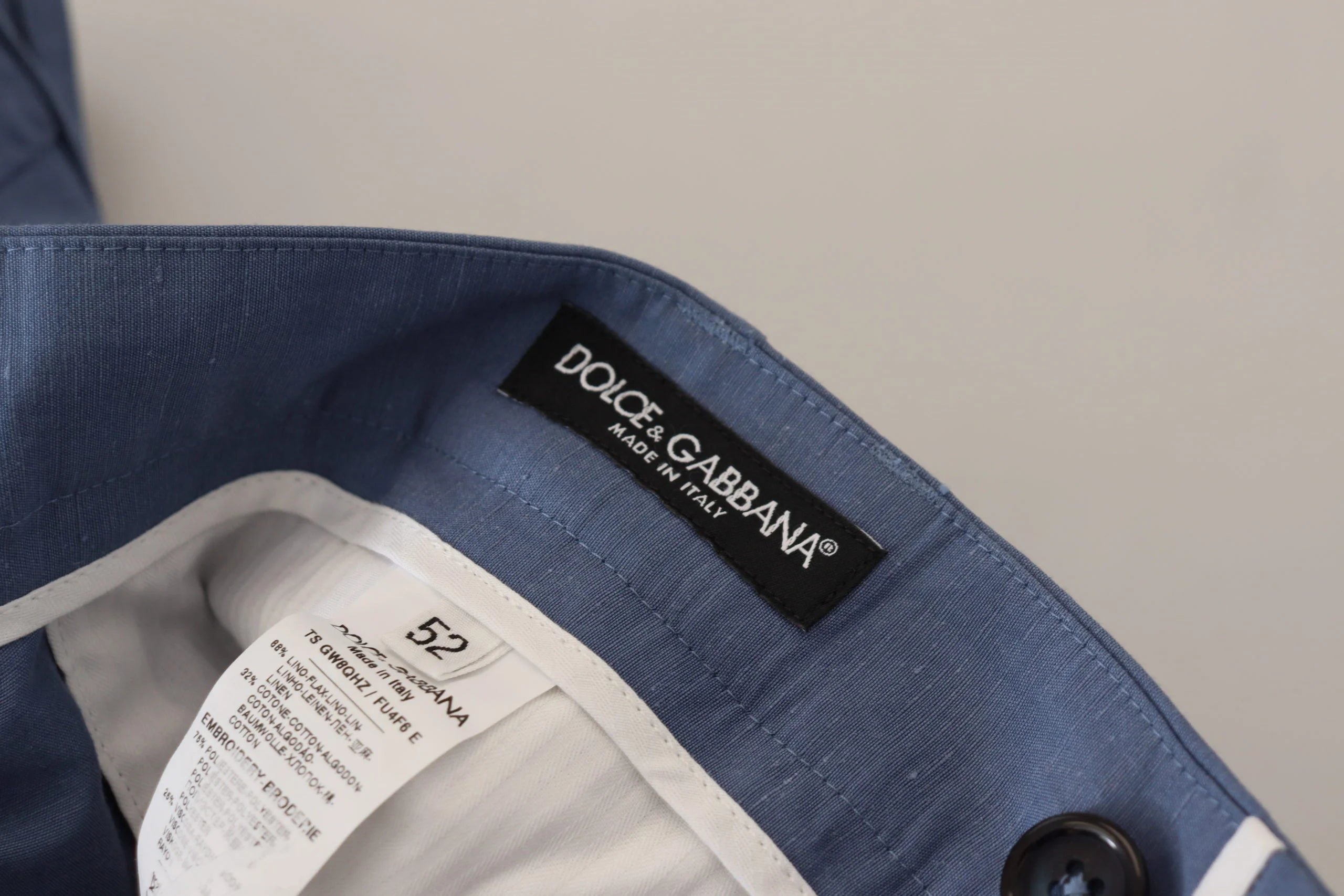 Dolce & Gabbana Blue Linen Chino Men Formal Pants - Chinos