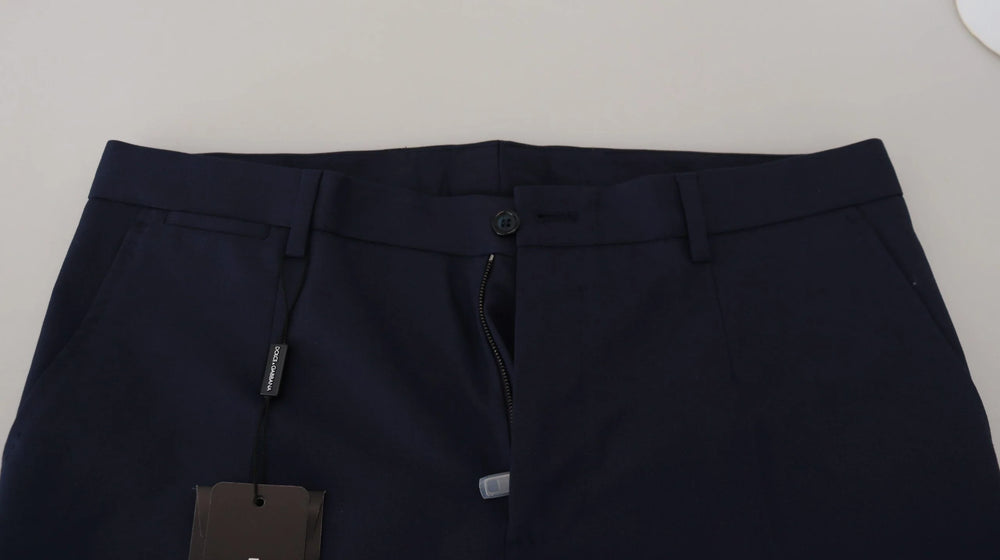 Dolce & Gabbana Blue Linen Cotton Slim Trousers Chinos Pants - IT52 | XL - Chinos