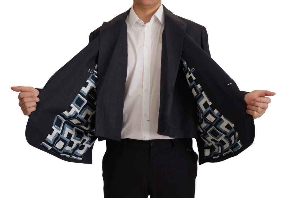 Dolce & Gabbana Blue Linen Formal Mens Blazer Jacket - Sport Jackets