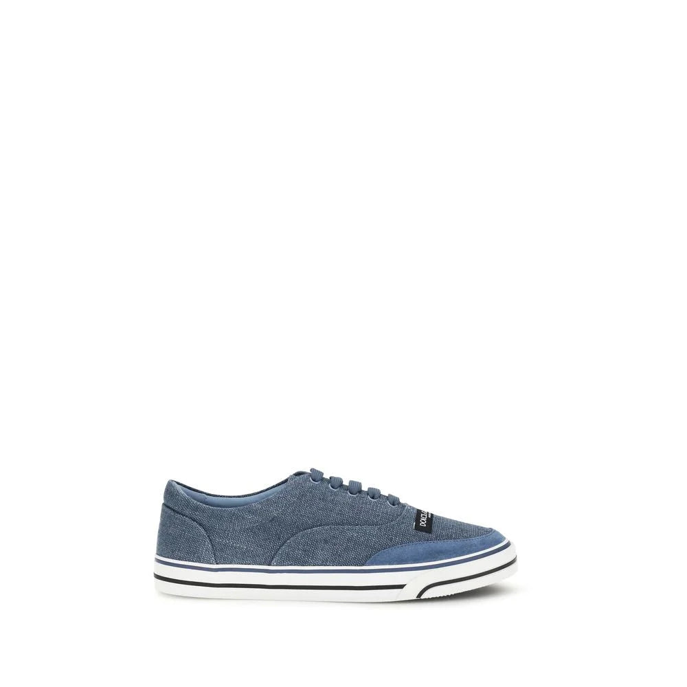 Dolce & Gabbana blå lin sneakers med lavt skaft