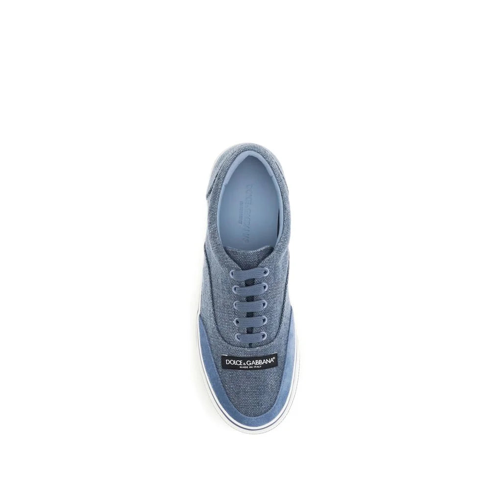 Dolce & Gabbana blå lin sneakers med lavt skaft