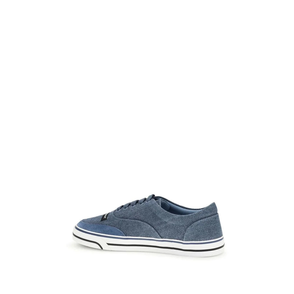 Dolce & Gabbana blå lin sneakers med lavt skaft