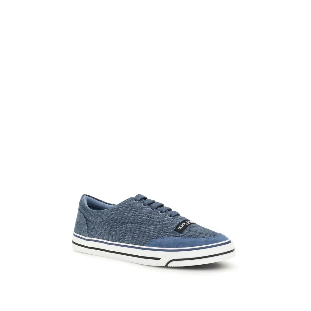 Dolce & Gabbana blå lin sneakers med lavt skaft