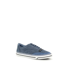 Dolce & Gabbana blå lin sneakers med lavt skaft